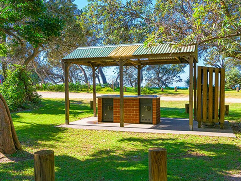 A barbecue under a shelter at Illaroo campground in Yuraygir National Park. Photo: Jessica Robertson